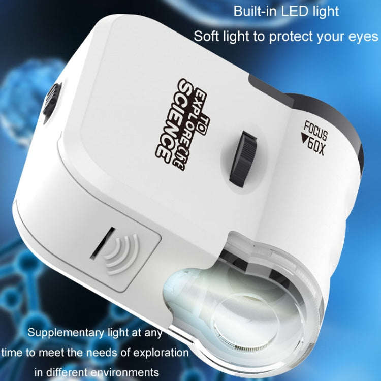 60x Portable Mini Microscope Pendant With LED Lights Outdoor Exploration Observation Fun Kids Toy...