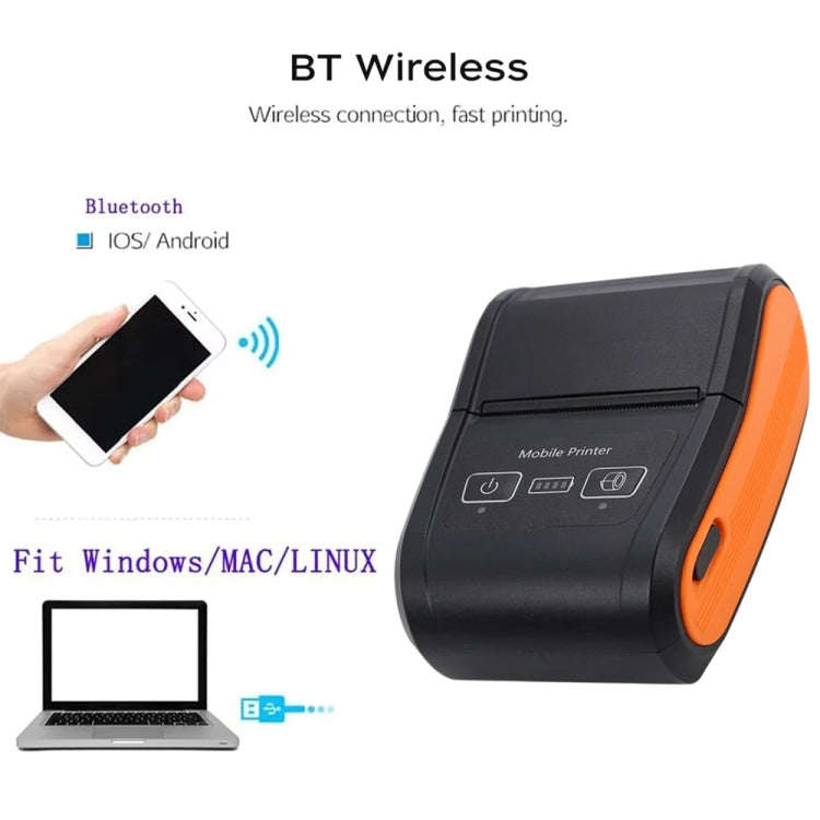 58mm Portable Logistics Takeaway Receipt Bluetooth Thermal Printer(EU Plug)