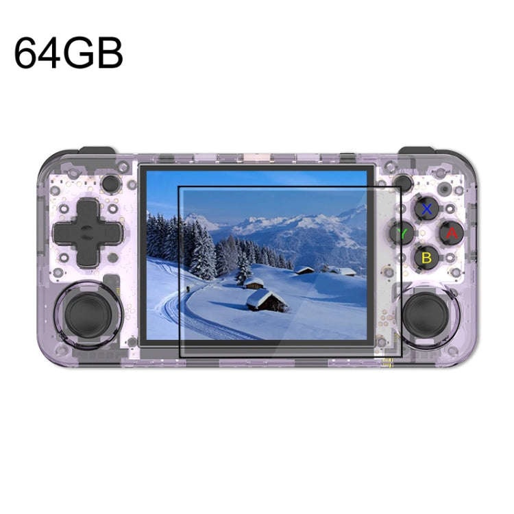 ANBERNIC RG35XX H Handheld Game Console 3.5 Inch IPS Screen Linux System 64GB(Transparent Purple)