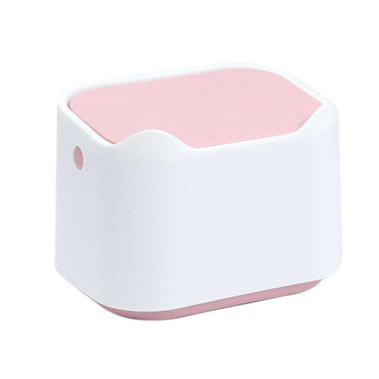 17.8 x 13 x 13.5cm Push Type Desktop Wastebasket Small Odor-Isolating Pet Litter Pan(White Pink)