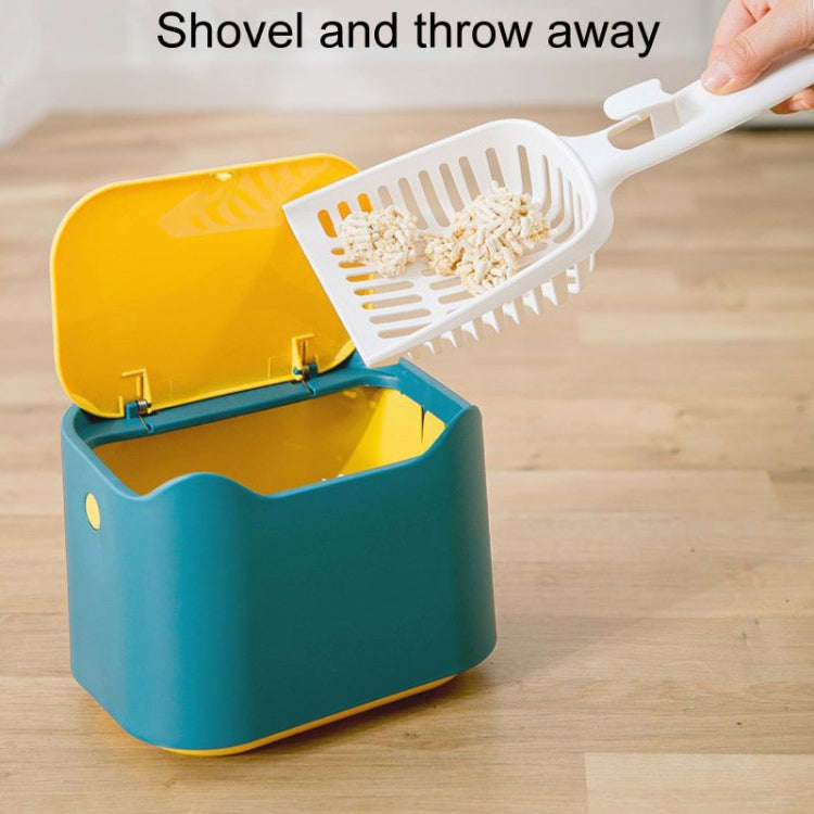 17.8 x 13 x 13.5cm Push Type Desktop Wastebasket Small Odor-Isolating Pet Litter Pan(Yellow Blue)