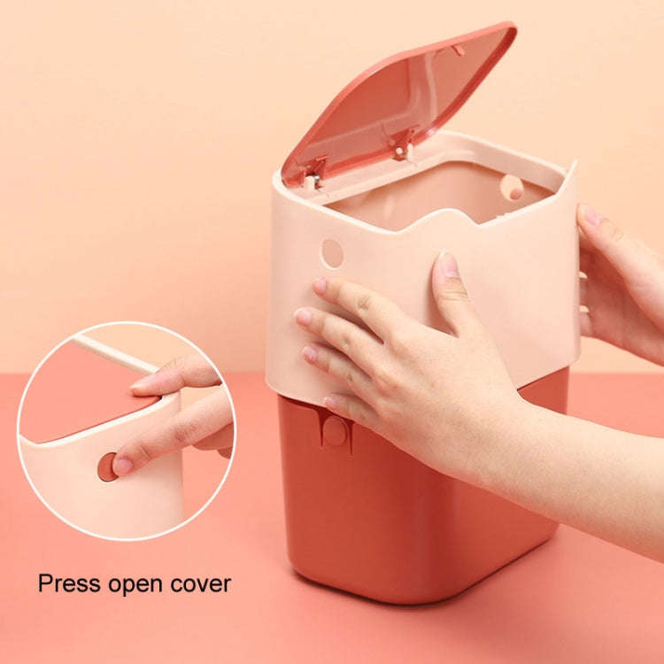 17.8 x 13 x 13.5cm Push Type Desktop Wastebasket Small Odor-Isolating Pet Litter Pan(Pink)