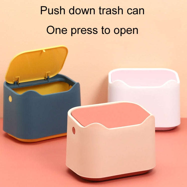 17.8 x 13 x 13.5cm Push Type Desktop Wastebasket Small Odor-Isolating Pet Litter Pan(Pink)