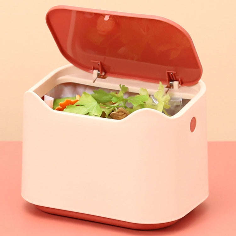 17.8 x 13 x 13.5cm Push Type Desktop Wastebasket Small Odor-Isolating Pet Litter Pan(Pink)