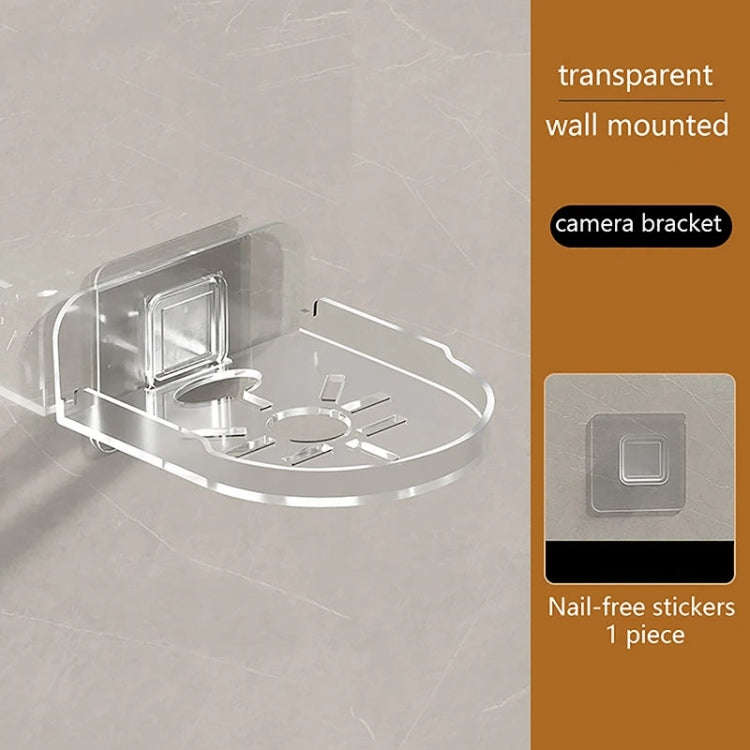 Traceless Wall Mounted Camera Bracket Home No-Punch Surveillance Rack Router Shelf(Transparent)