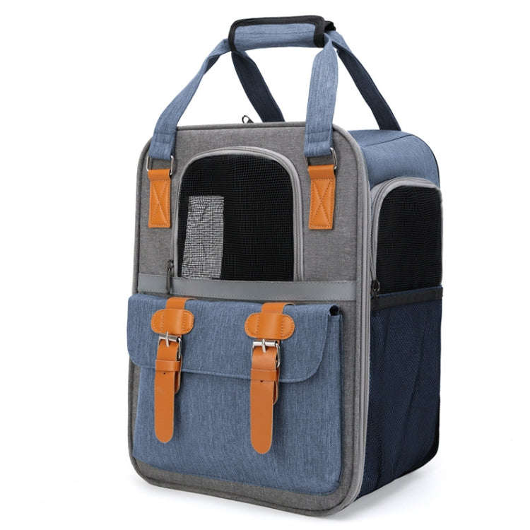 Outdoor Portable Shoulder Pet Backpack Handheld Foldable Breathable Cat Bag(Style 6 Blue)