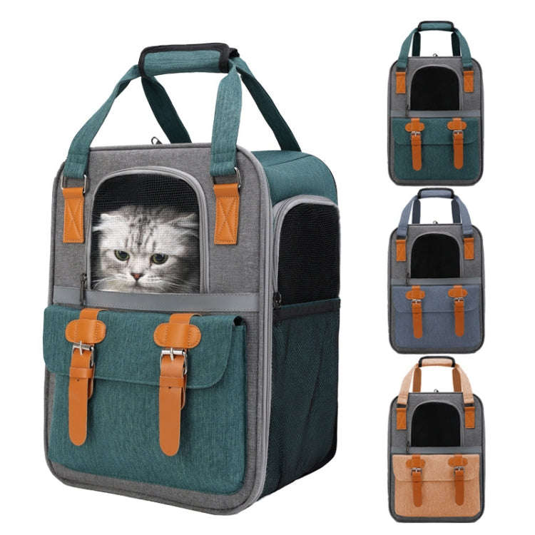 Outdoor Portable Shoulder Pet Backpack Handheld Foldable Breathable Cat Bag(Style 6 Blue)
