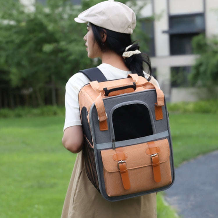 Outdoor Portable Shoulder Pet Backpack Handheld Foldable Breathable Cat Bag(Style 6 Blue)