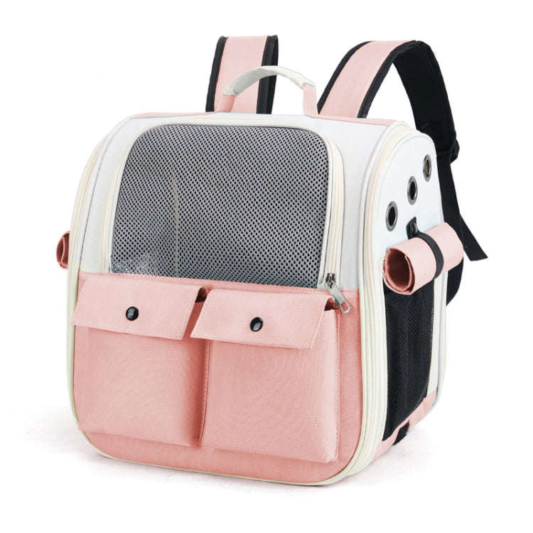 Breathable Square Cat Backpack Foldable Outdoor Portable Pet Bag(Model 4 Pink)