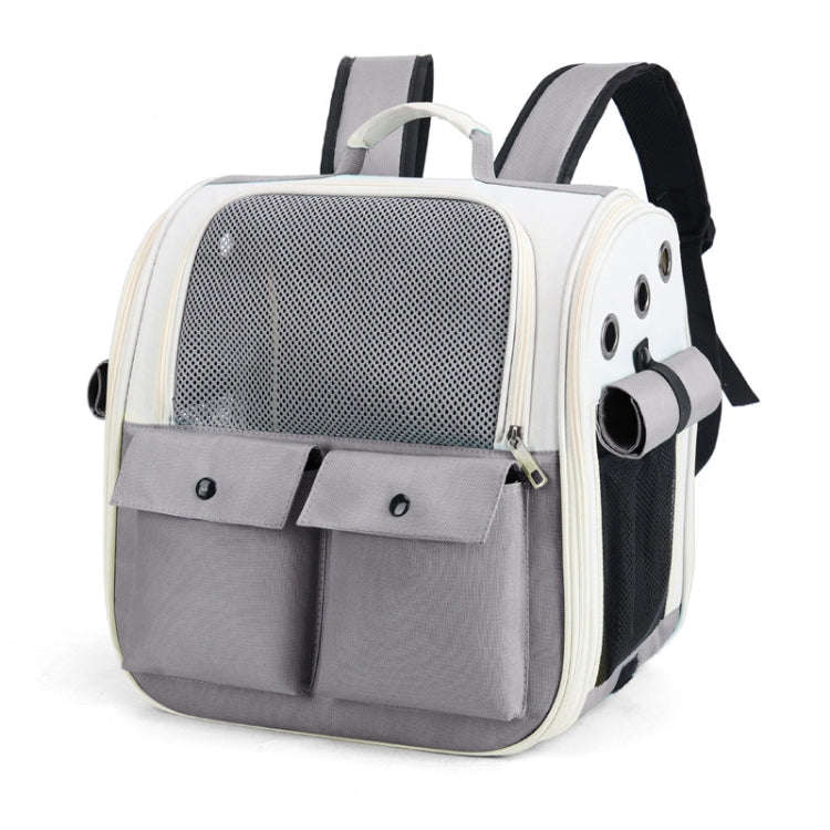 Breathable Square Cat Backpack Foldable Outdoor Portable Pet Bag(Model 4 Gray)