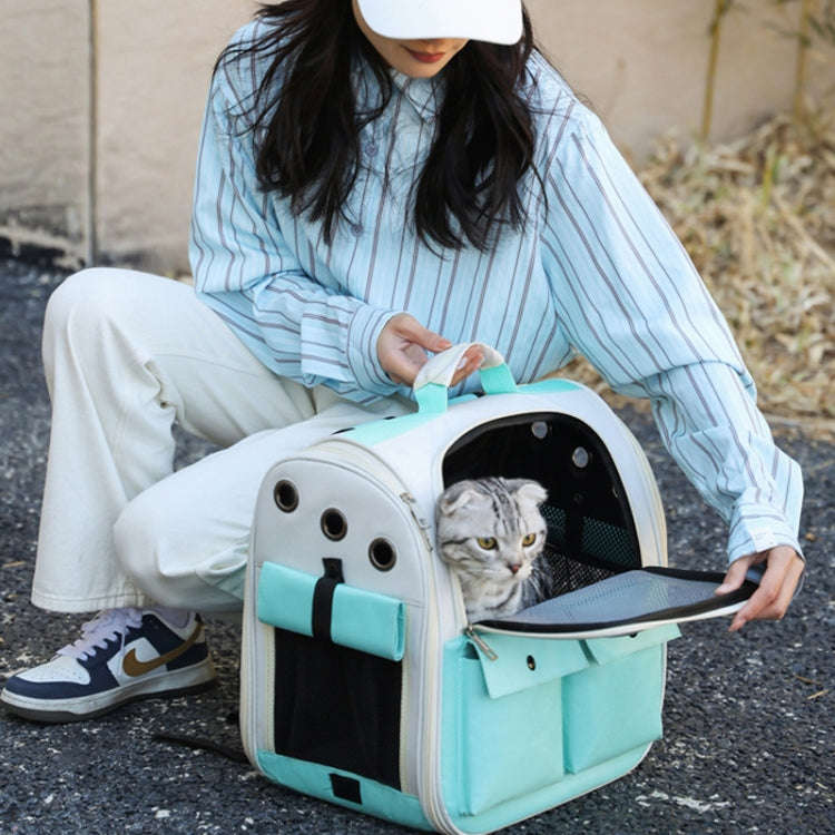 Breathable Square Cat Backpack Foldable Outdoor Portable Pet Bag(Model 4 Pink)