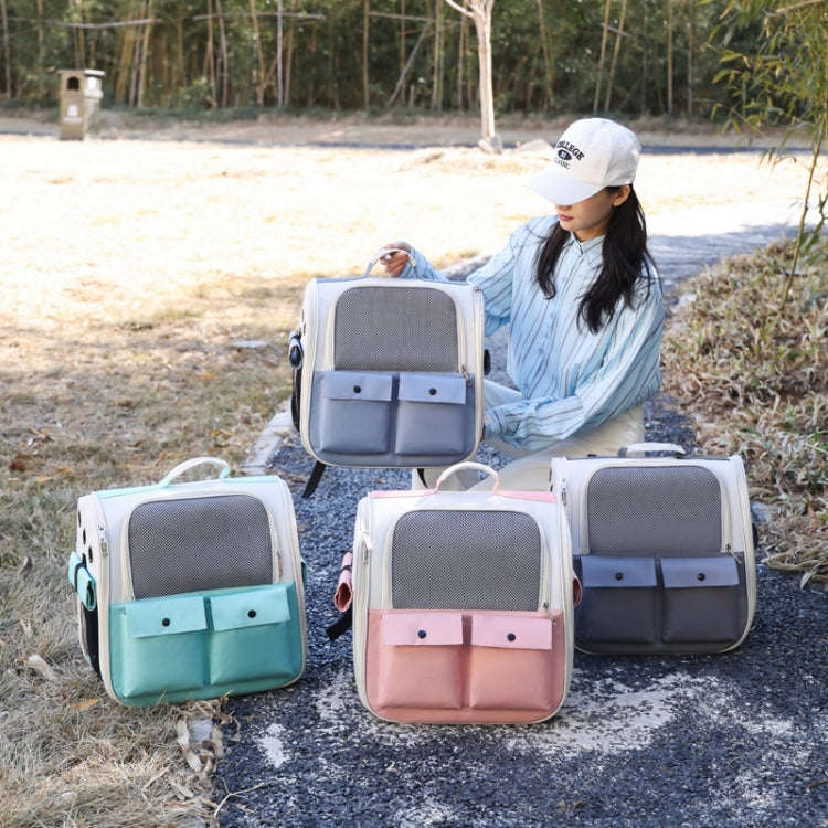 Breathable Square Cat Backpack Foldable Outdoor Portable Pet Bag(Model 4 Pink)