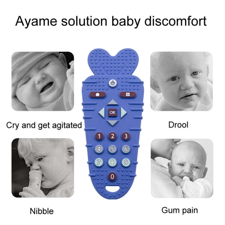 Baby Remote Control Teether Baby Anti Hand Eating Teething Stick Toys(Royal Blue)