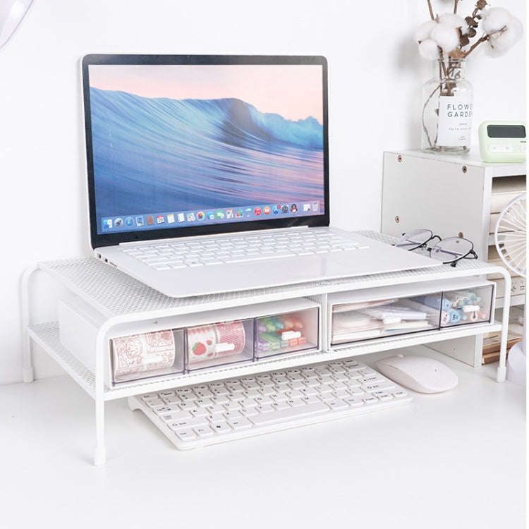 Computer Monitor Elevated Bracket Desk Wrought Iron Rack Organizer, Spec: Deepen Dual Layer