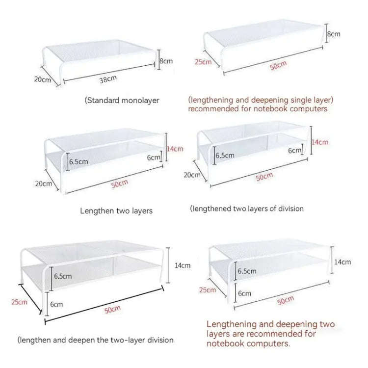 Computer Monitor Elevated Bracket Desk Wrought Iron Rack Organizer, Spec: Deepen Dual Layer