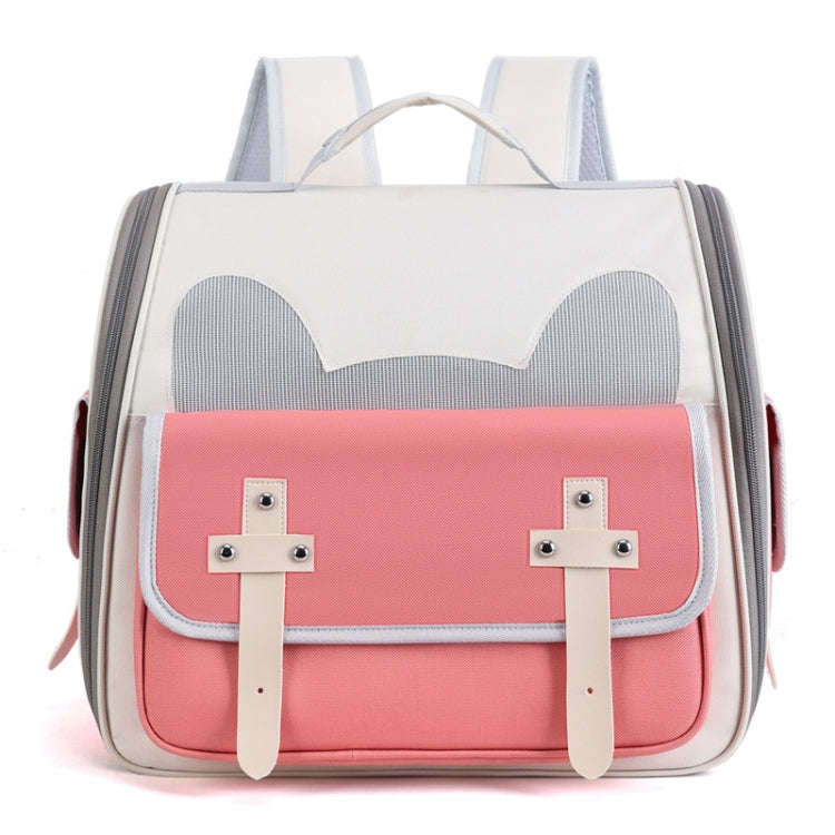 Outdoor Cat Backpack Large Capacity Breathable Pet Bag(Model 7 Pink)