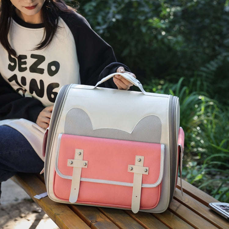 Outdoor Cat Backpack Large Capacity Breathable Pet Bag(Model 7 Pink)