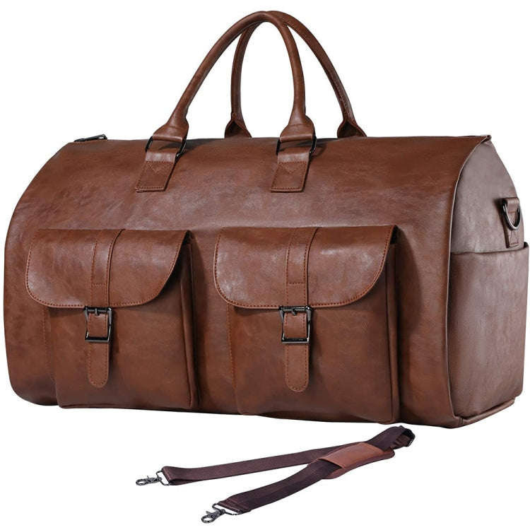 Large Capacity Foldable Travel Duffel Bag Outdoor Fitness Bag with Shoe Compartment, Color: Brown