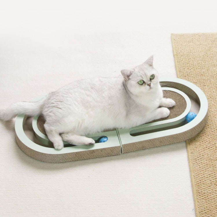 Pet Fun Cats Scratching Board Cats Claw Rubbing Toys Foldable With Ball(Green)