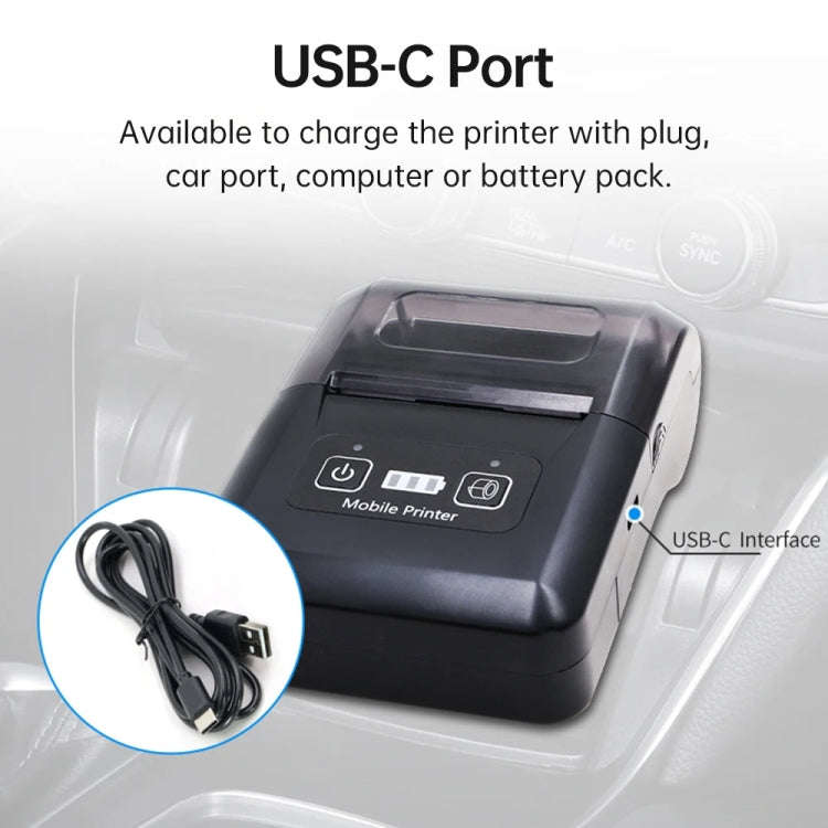 58mm Portable USB Charging Home Phone Bluetooth Thermal Printer(EU Plug)