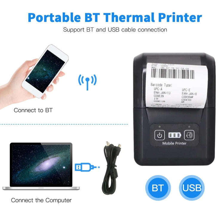 58mm Portable USB Charging Home Phone Bluetooth Thermal Printer(EU Plug)