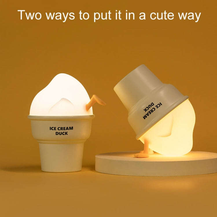 Ice Cream Duck Cartoon Night Light Bedroom USB Charging Ambient Lamp(Yellow And White)