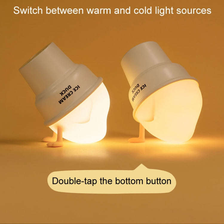 Ice Cream Duck Cartoon Night Light Bedroom USB Charging Ambient Lamp(Yellow And White)