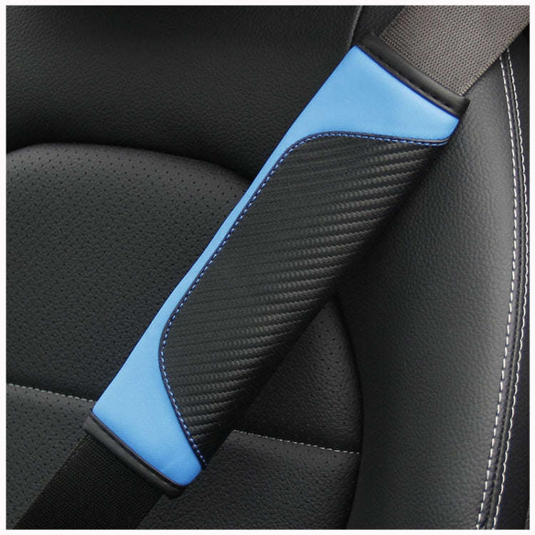 Car Seat Belt Cover Carbon Fiber Leather Auto Seat Shoulder Protection, Style: Wine Red