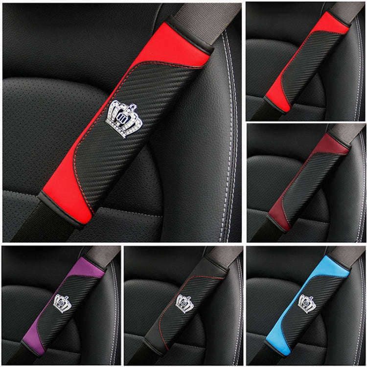 Car Seat Belt Cover Carbon Fiber Leather Auto Seat Shoulder Protection, Style: Crown Black