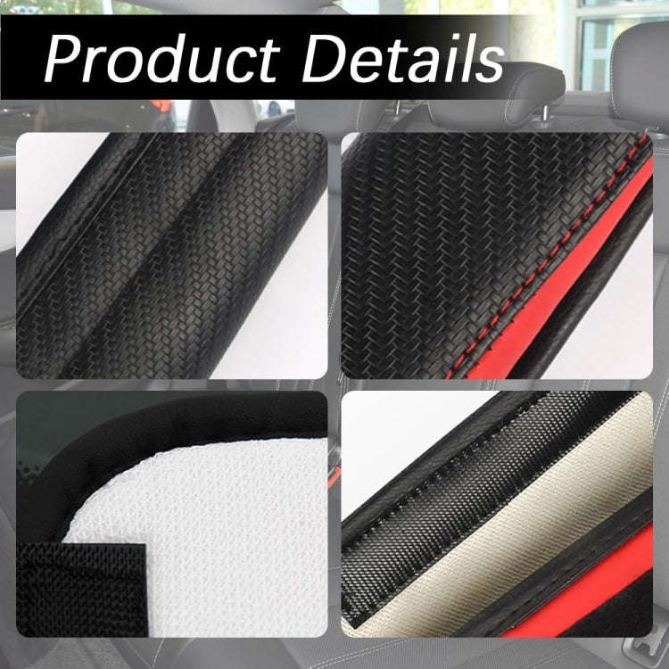 Car Seat Belt Cover Carbon Fiber Leather Auto Seat Shoulder Protection, Style: Wine Red