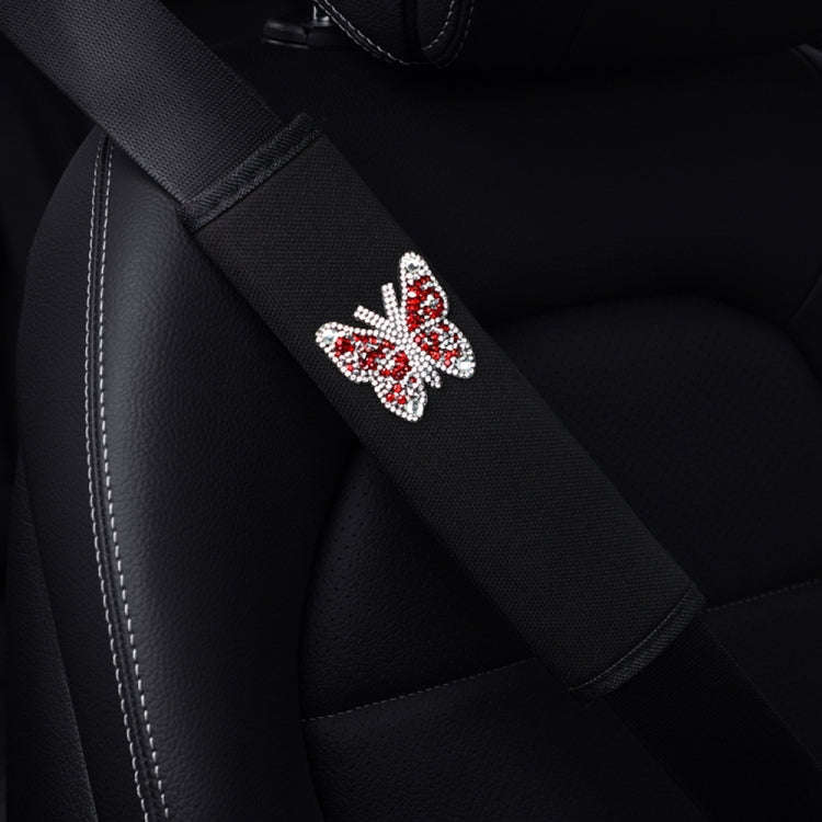 Car Seat Belt Cover Diamond Butterfly Shoulder Strap Cushion Cover 6.5x23cm(Black)