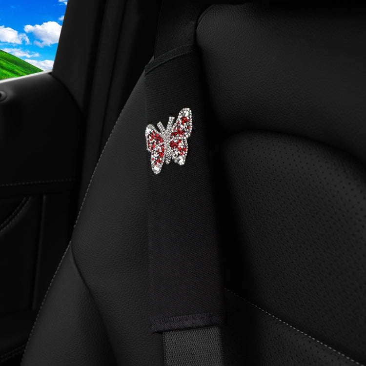 Car Seat Belt Cover Diamond Butterfly Shoulder Strap Cushion Cover 6.5x23cm(Black)