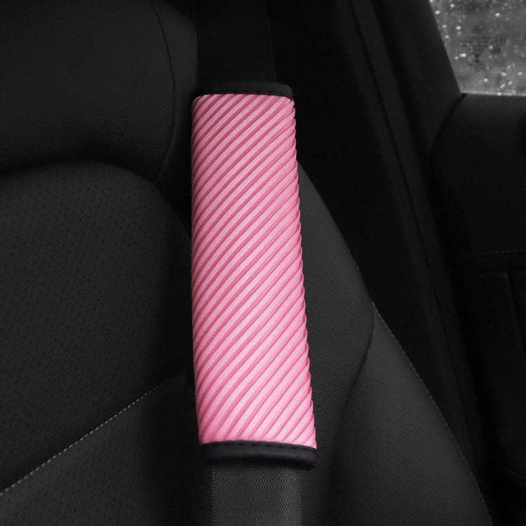 3D Striped Mesh Car Seat Belt Cover Shoulder Pads(Pink)