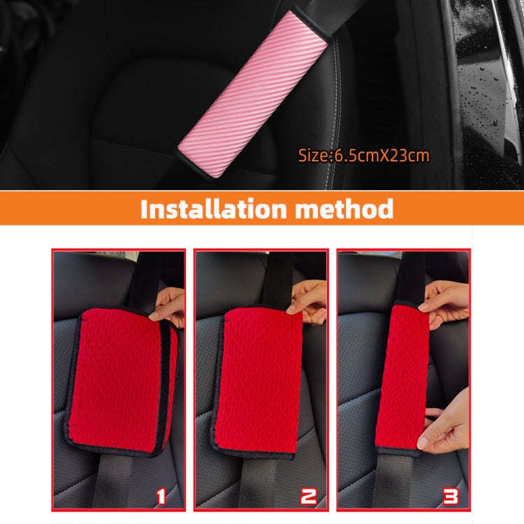 3D Striped Mesh Car Seat Belt Cover Shoulder Pads(Pink)
