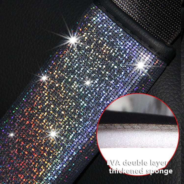Bling Car Leather Seat Belt Cover Shoulder Pads(Colorful Silver)