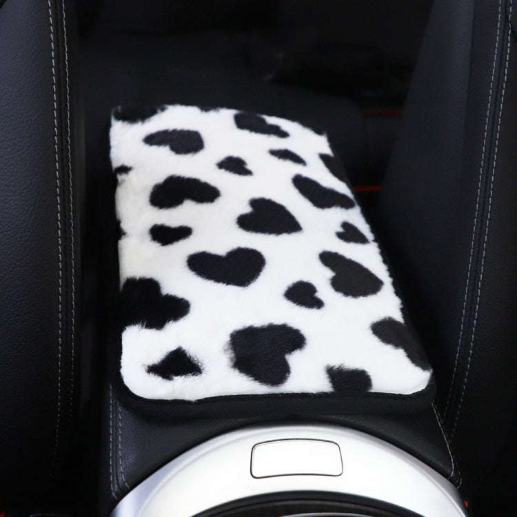 Plush Heart Pattern Car Center Console Cover Mat 32x19cm(Black)