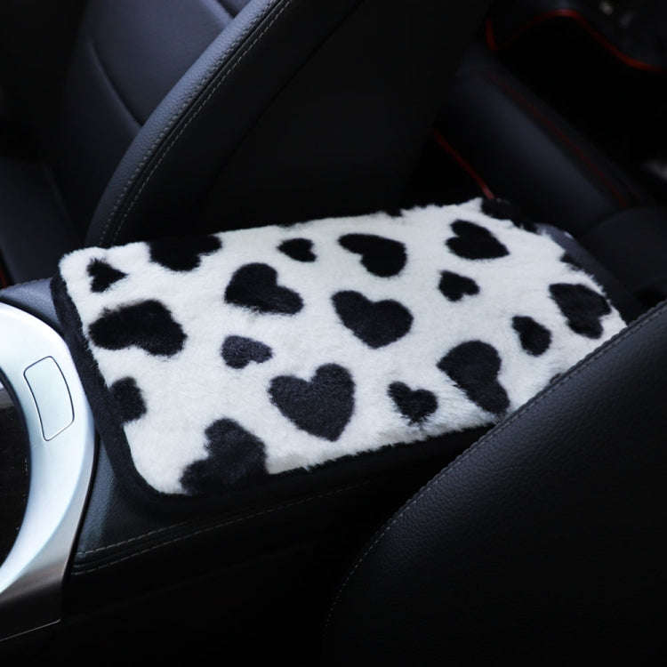 Plush Heart Pattern Car Center Console Cover Mat 32x19cm(Black)