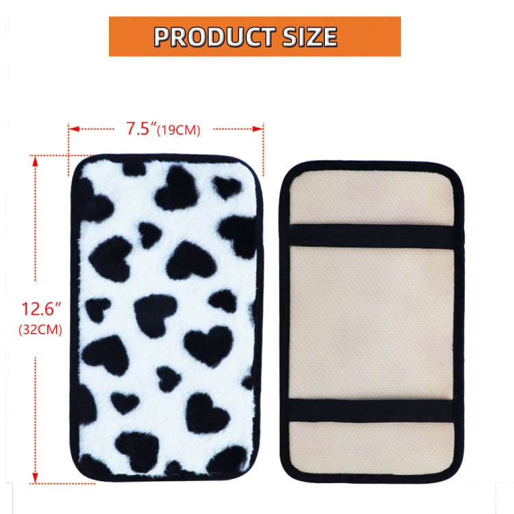 Plush Heart Pattern Car Center Console Cover Mat 32x19cm(Black)