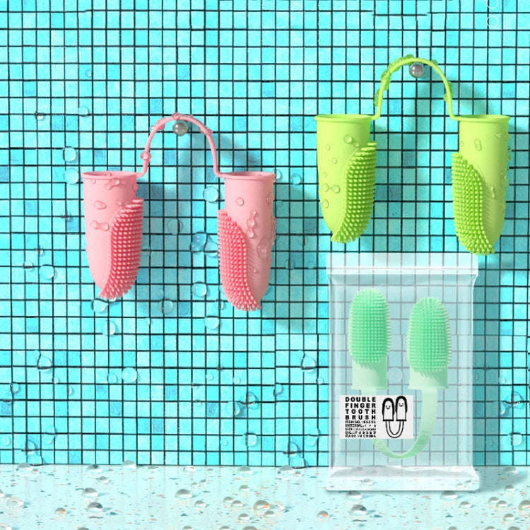 2pcs Pet Teeth Cleaning Dual Finger Toothbrush Dogs And Cats Oral Cleaning Tools(Blue Green)