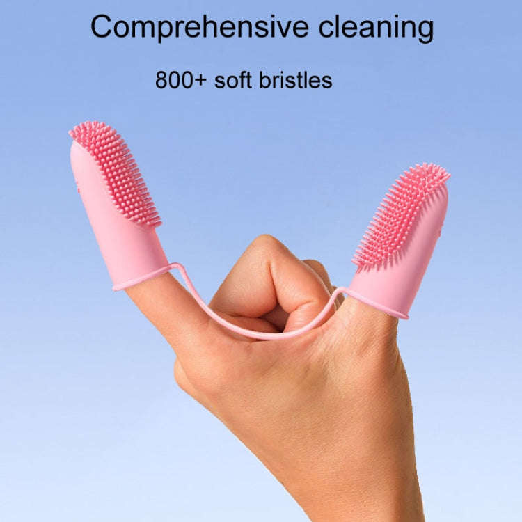 2pcs Pet Teeth Cleaning Dual Finger Toothbrush Dogs And Cats Oral Cleaning Tools(Blue Green)