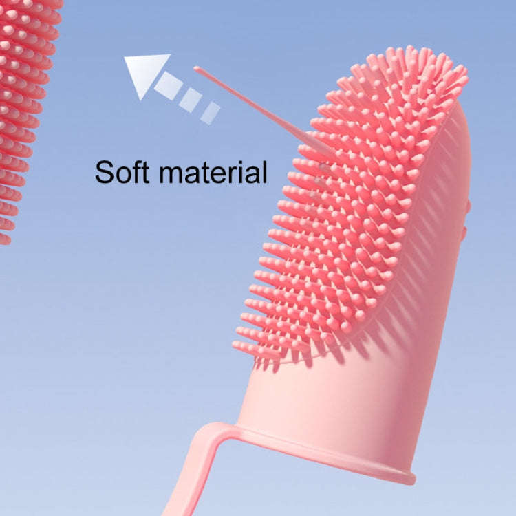 2pcs Pet Teeth Cleaning Dual Finger Toothbrush Dogs And Cats Oral Cleaning Tools(Pink)
