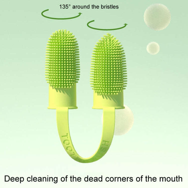 2pcs Pet Teeth Cleaning Dual Finger Toothbrush Dogs And Cats Oral Cleaning Tools(Blue Green)