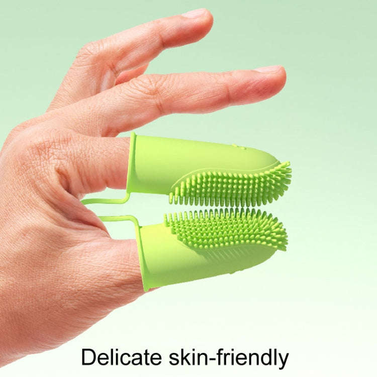 2pcs Pet Teeth Cleaning Dual Finger Toothbrush Dogs And Cats Oral Cleaning Tools(Blue Green)