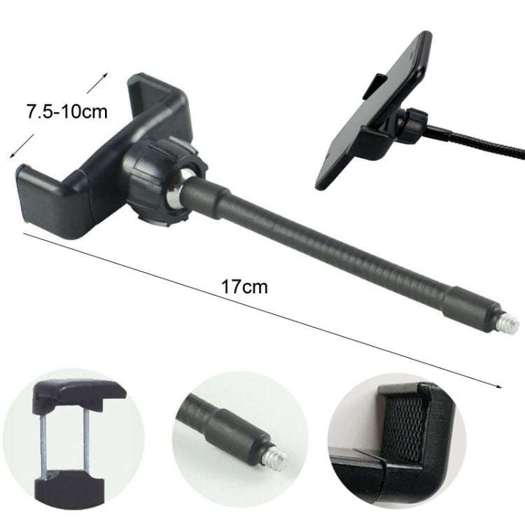 Live Beauty Ring Light Phone Clip 360 Rotating Heads Hose Clamp Stand(Black)