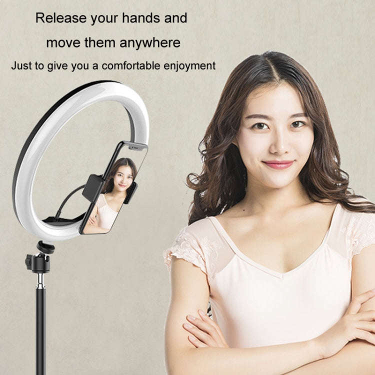Live Beauty Ring Light Phone Clip 360 Rotating Heads Hose Clamp Stand(Black)