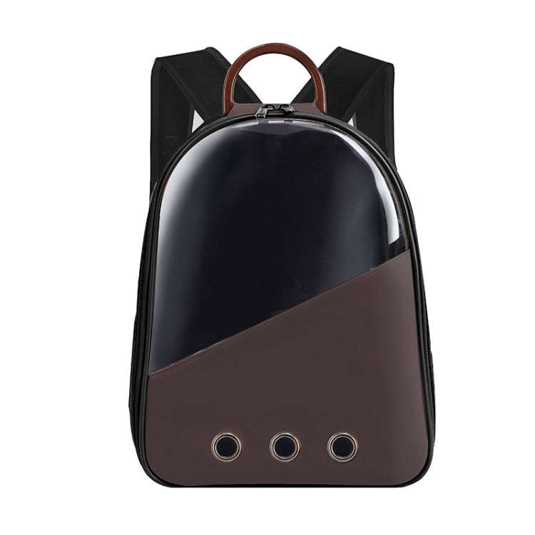 PU Pet Bag Cats And Dogs Outing Carrying Capsule Double Shoulder Backpacks(Model 1 Brown)