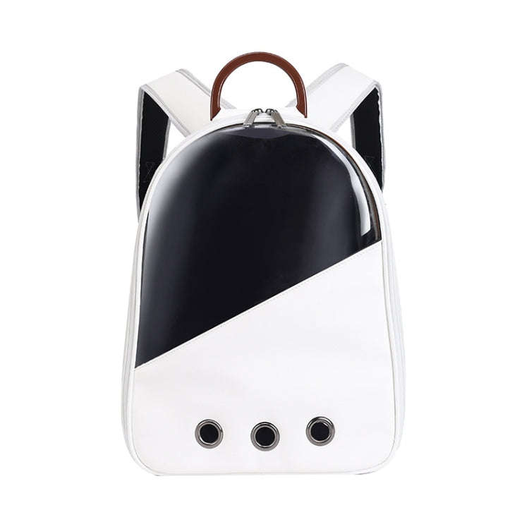 PU Pet Bag Cats And Dogs Outing Carrying Capsule Double Shoulder Backpacks(Model 1 Beige)