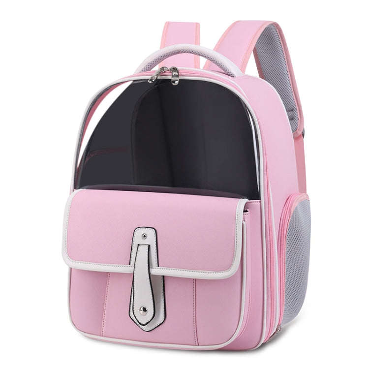 PU Pet Bag Cats And Dogs Outing Carrying Capsule Double Shoulder Backpacks(Model 6 Pink)