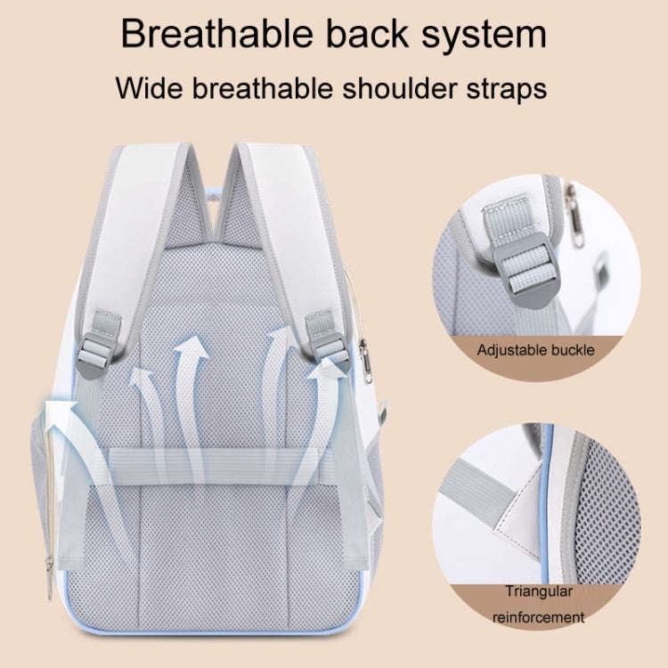 PU Pet Bag Cats And Dogs Outing Carrying Capsule Double Shoulder Backpacks(Model 6 White)