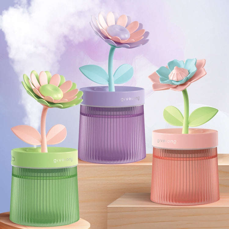 Flower Spray Hhydrating Colorful Atmosphere Light USB Aromatherapy Humidifier, Color: Sunflower Pink